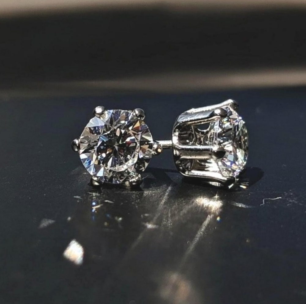 Vintage 6mm Crystal Stud Earrings – 6-Prong Sterling Silver Overlay